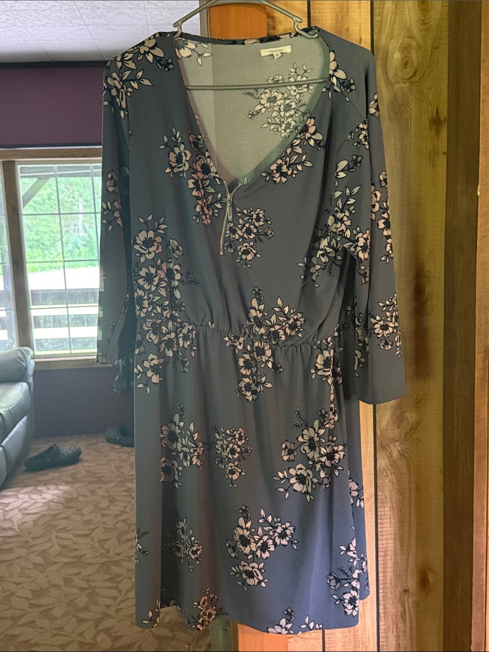 Maurices Slate Blue Floral V-Neck Dress